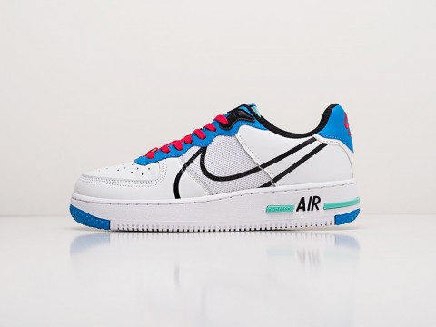 Мужские кроссовки Nike Air Force 1 Low React Astronomy Blue White / Black - Astronomy Blue - Laser Crimson (40-45 размер)