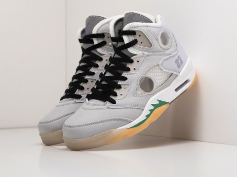 Мужские кроссовки Nike Air Jordan 5 Retro x Off-White White / Teal (40-45 размер)