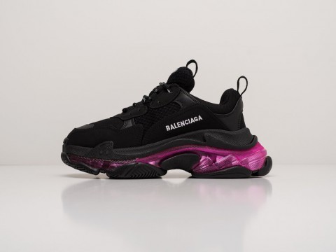 Женские кроссовки Balenciaga Triple S Сlear Sole WMNS Black / Neon Pink (36-40 размер)