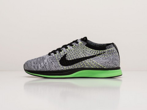Мужские кроссовки Nike Flyknit Racer Grey / Black / Neon Green (40-45 размер)