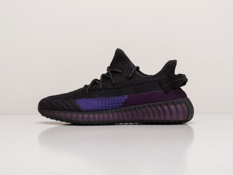 Мужские кроссовки Adidas Yeezy 350 Boost v2 Black / Black / Purple (40-45 размер)