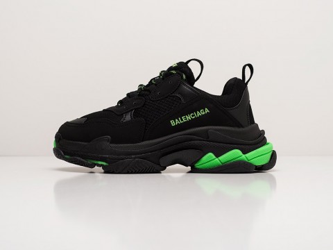 Мужские кроссовки Balenciaga Triple S Black / Black / Neon Green (40-45 размер)