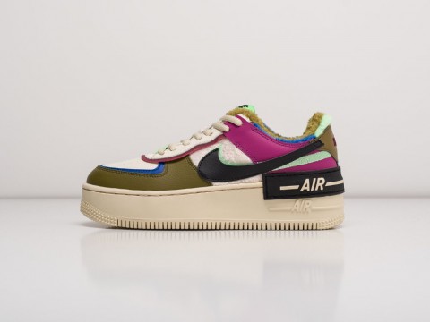 Женские кроссовки Nike Air Force 1 Shadow WMNS White / Olive / Pink (36-40 размер)