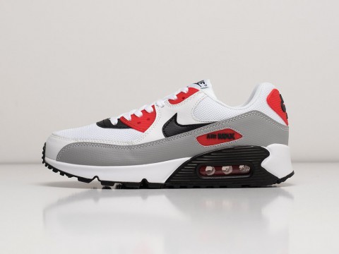 Мужские кроссовки Nike Air Max 90 White / Grey / Red / Black (40-45 размер)