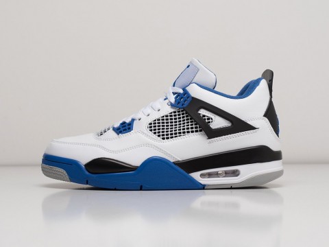 Мужские кроссовки Nike Air Jordan 4 Retro White / Black / Blue (40-45 размер)