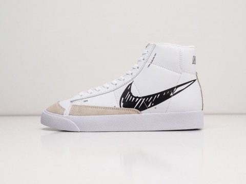 Мужские кроссовки Nike Blazer Mid 77 Sketch White Black белые Мужские кроссовки Nike Blazer Mid 77 Sketch White Black белые