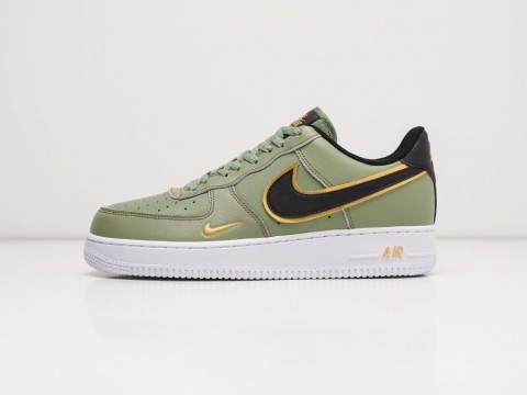 Nike Air Force 1 Low Double Swoosh Olive Gold Black зеленые артикул 21897