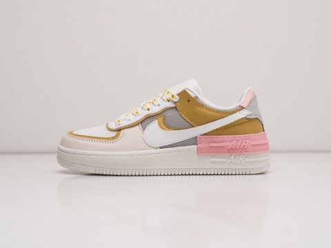 Женские кроссовки Nike Air Force 1 Shadow WMNS White / Grey / Brown / Pink (36-40 размер)