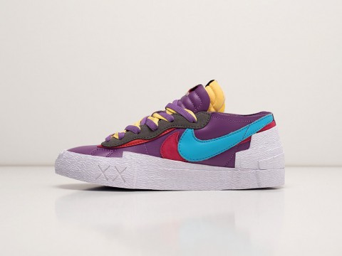 Женские кроссовки Nike x Kaws x Sacai Blazer Low WMNS Berry Purple / White / Red / Blue (36-40 размер) фото