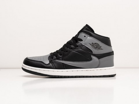 Мужские кроссовки Nike Air Jordan 1 x Travis Scott Black / Grey / White (40-45 размер)