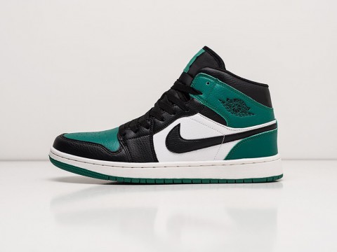 Мужские кроссовки Nike Air Jordan 1 Black / White / Green (40-45 размер)