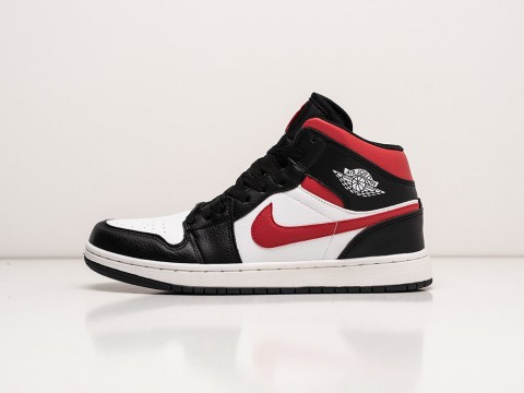 Мужские кроссовки Nike Air Jordan 1 Black / White / Red (40-45 размер)