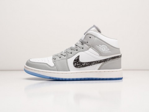 Мужские кроссовки Nike x Dior x Air Jordan 1 Grey / White / Blue (40-45 размер)