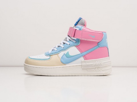 Женские кроссовки Nike Air Force 1 Shadow High WMNS White / Beige / Blue / Pink (36-40 размер)