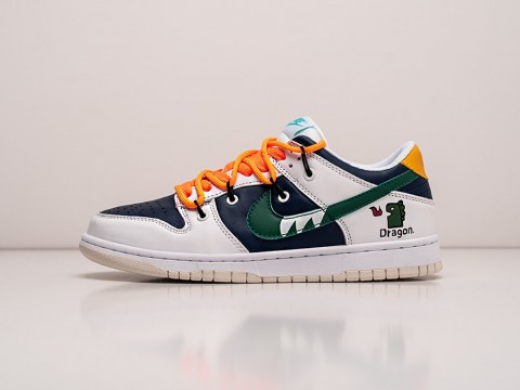 Nike SB Dunk Low x OFF-White White / Dark Blue / Green / Orange артикул 24344