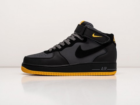 Мужские кроссовки Nike Air Force 1 Black / Black / Yellow (40-45 размер)