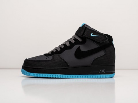 Мужские кроссовки Nike Air Force 1 Black / Black / Lagoon Blue (40-45 размер)