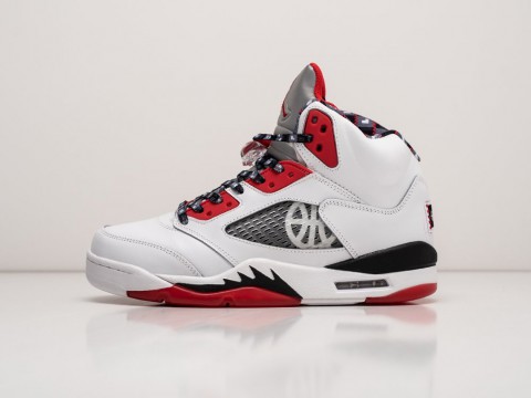 Мужские кроссовки Nike Air Jordan 5 Quai 54 White / University Red / Black (40-45 размер)