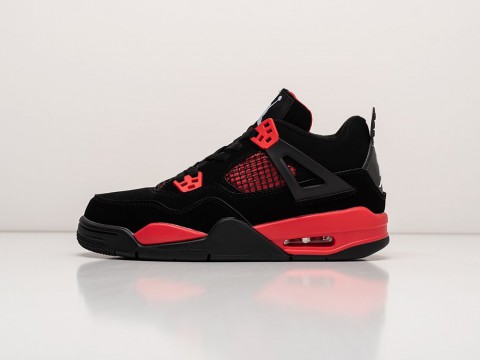 Женские кроссовки Nike Air Jordan 4 Retro Red Thunder WMNS черные