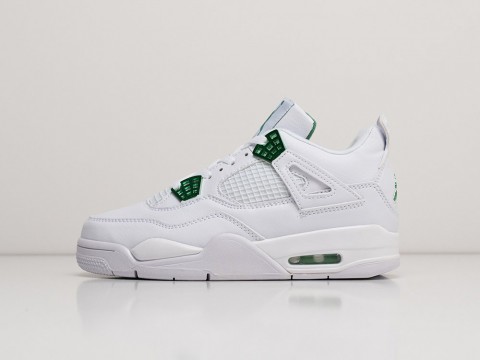 Женские кроссовки Nike Air Jordan 4 Retro Metallic Green WMNS белые