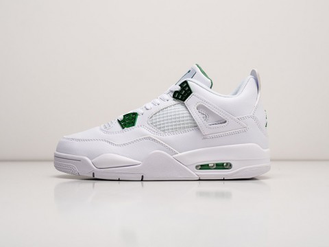 Nike Air Jordan 4 Retro Metallic Green White / Pine Green / Metallic Silver артикул 25197