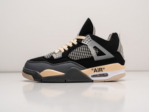 Nike x OFF White Air Jordan 4 Retro черные замша мужские (40-45)