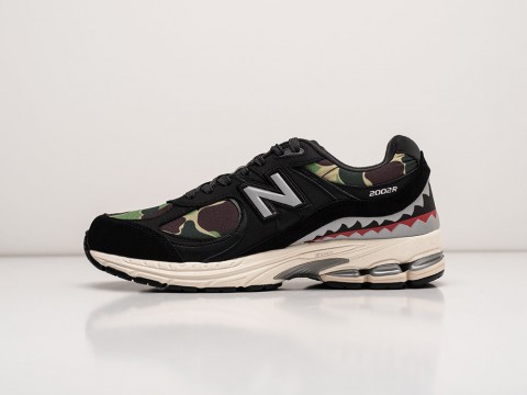 New Balance 2002R x BAPE Black Camo черные замша мужские (40-45)