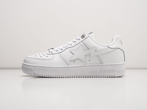 Мужские кроссовки Bape Bapesta Low Patent Leather белые Мужские кроссовки Bape Bapesta Low Patent Leather белые