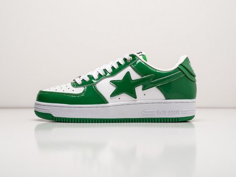 Мужские кроссовки Bape Bapesta Low Patent Leather Green зеленые Мужские кроссовки Bape Bapesta Low Patent Leather Green зеленые