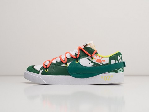 Nike x OFF White x Blazer Low 77 Jumbo Green / White / Orange артикул 27781