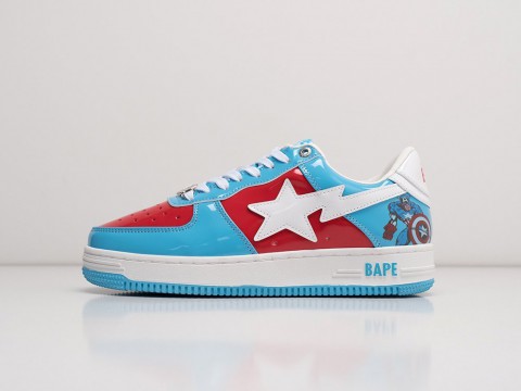 Bape x Marvel x Bapesta Low Captain America разноцветные кожа мужские (40-45)