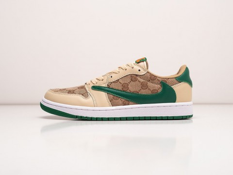 Nike Air Jordan 1 Low x Travis Scott Brown / Tan / Green / White артикул 27953