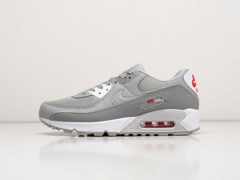 Мужские кроссовки Nike Air Max 90 Light Smoke Grey Red серые