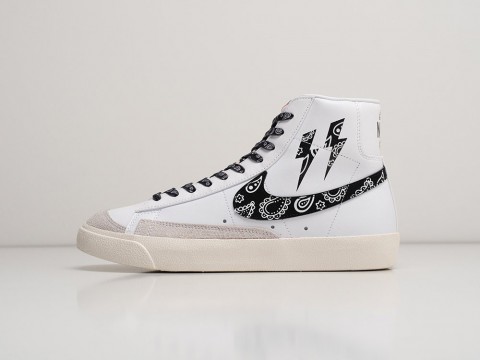 Мужские кроссовки Nike Blazer Mid 77 Paisley Swoosh - Black белые Мужские кроссовки Nike Blazer Mid 77 Paisley Swoosh - Black белые
