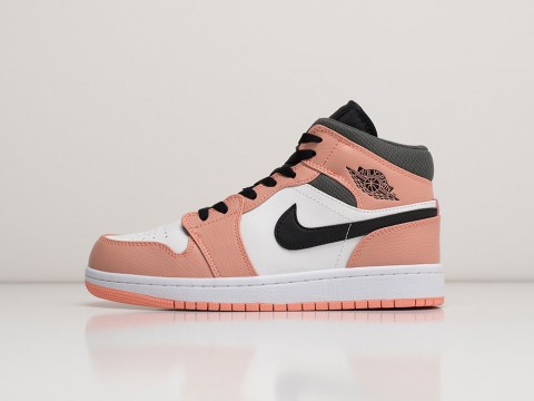 Женские кроссовки Nike Air Jordan 1 Mid GS Pink Quartz WMNS розовые Женские кроссовки Nike Air Jordan 1 Mid GS Pink Quartz WMNS розовые