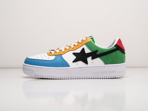 Bape Bapesta Low White / Blue / Green / Red / Gold артикул 28702