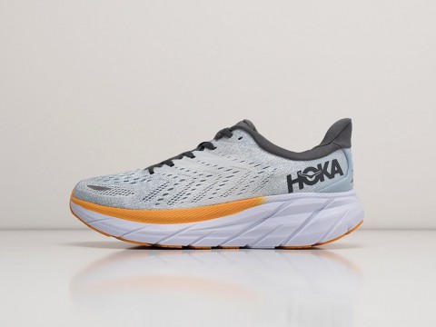 Hoka Clifton 8 Light Blue / White / Orange артикул 28719