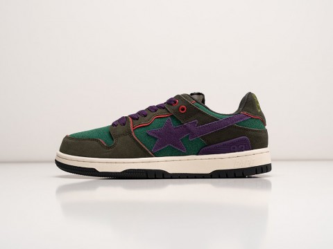 Женские кроссовки Bape Sk8 Sta Low Green Dark Purple WMNS зеленые