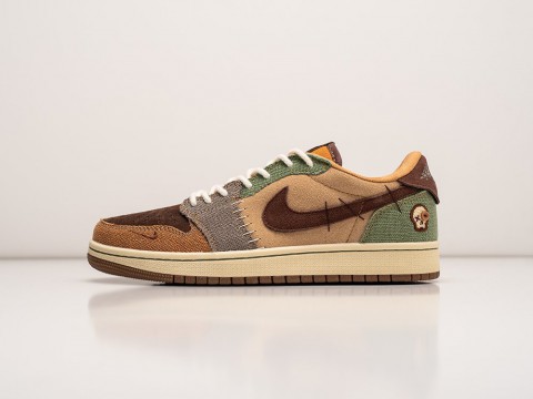 Nike Zion Williamson x Air Jordan 1 Retro Low OG Voodoo WMNS Flax / Muslin / Fauna Brown / Oil Green / Sesame / Moon Fossil артикул 29384