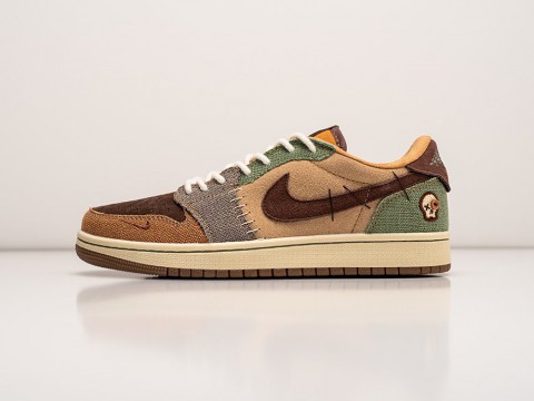 Nike Zion Williamson x Air Jordan 1 Retro Low OG Voodoo Flax / Muslin / Fauna Brown / Oil Green / Sesame / Moon Fossil артикул 29385