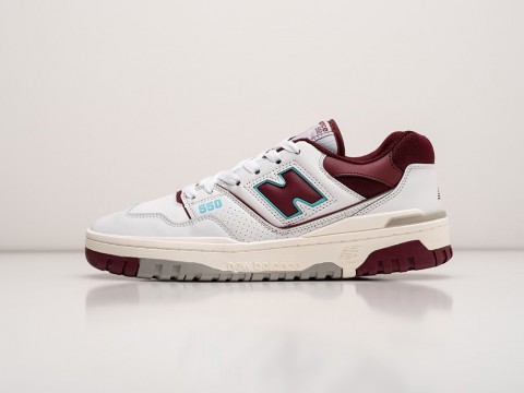 Мужские кроссовки New Balance 550 Burgundy Turquoise белые