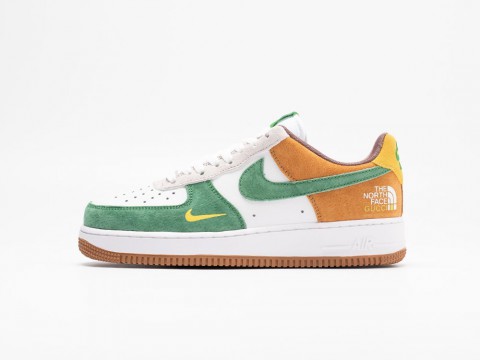 Nike Gucci x The North Face x Air Force 1 Low Orange / Leaf Green / Yellow артикул 30887