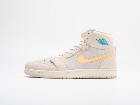 Nike Air Jordan 1 High Zoom Comfort 2 Light Orewood Citrus бежевые замша мужские (40-45)