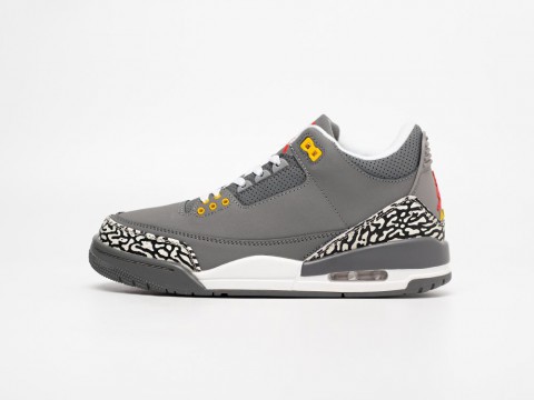 Nike Air Jordan 3 Retro серые кожа мужские (40-45)