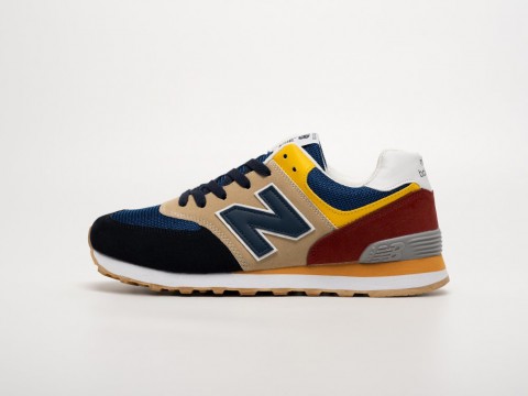 New Balance 574 Navy Blue / Beige / Yellow / Red