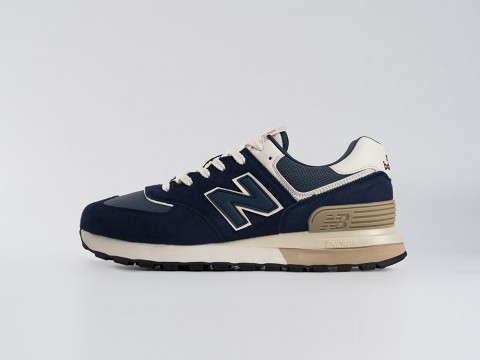 New Balance 574 Navy Blue / Beige / White