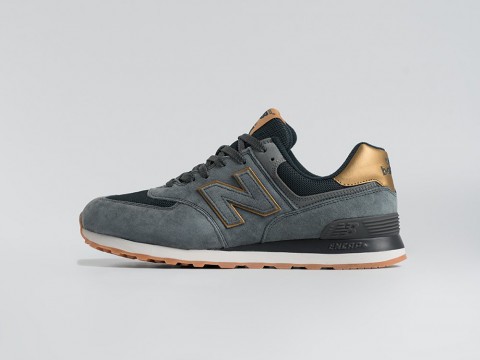 New Balance 574 Grey / Navy Blue / Gold