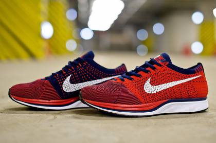 nike flyknit racer blue red